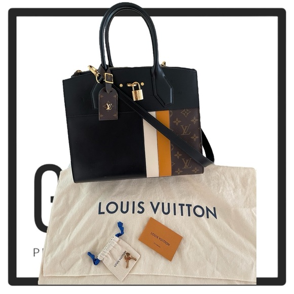 Louis Vuitton Handbags - LOUIS VUITTON 
Black Calfskin and Monogram Coated Canvas City Steamer